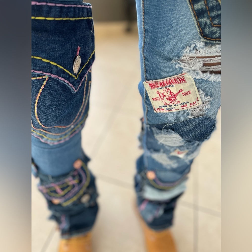 Custom True Religion Patchwork Stacked Jeans - image 6